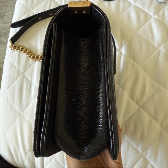 Black Quilted Leather Bag with Gold Chain - Picture 13 of 14